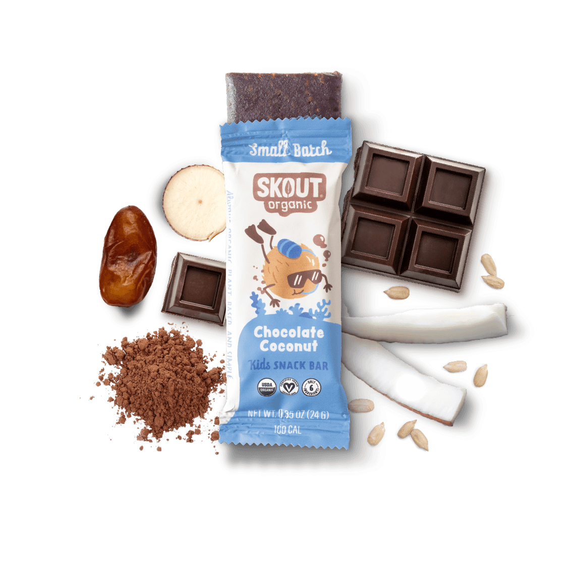 Skout Organic Chocolate Coconut Kids Bar Organic Kids Bars Skout Organic 