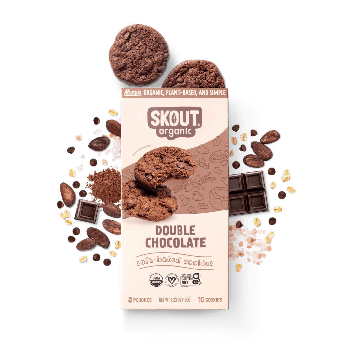 Skout Organic Double Chocolate Soft Baked Cookies Soft Baked Cookies Skout Organic 3 Boxes 